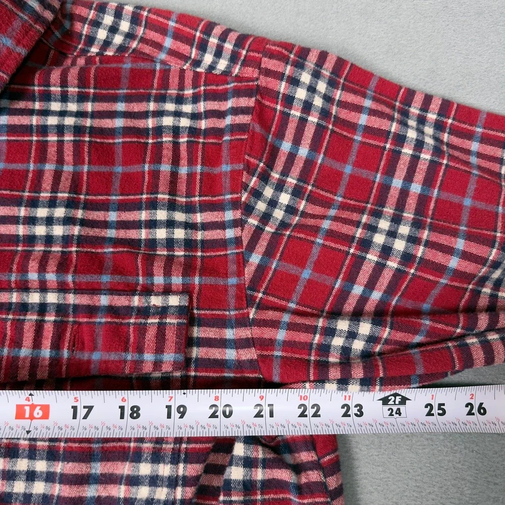 LL Bean Mens Large Red Plaid Flannel Shirt Traditional Fit Cotton Button Down
